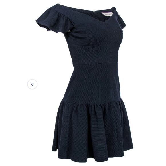 Rebecca Taylor Tiered Off Shoulder Mini Flounce Dress - Navy Blue - Size 2 - NWT - Picture 4 of 12
